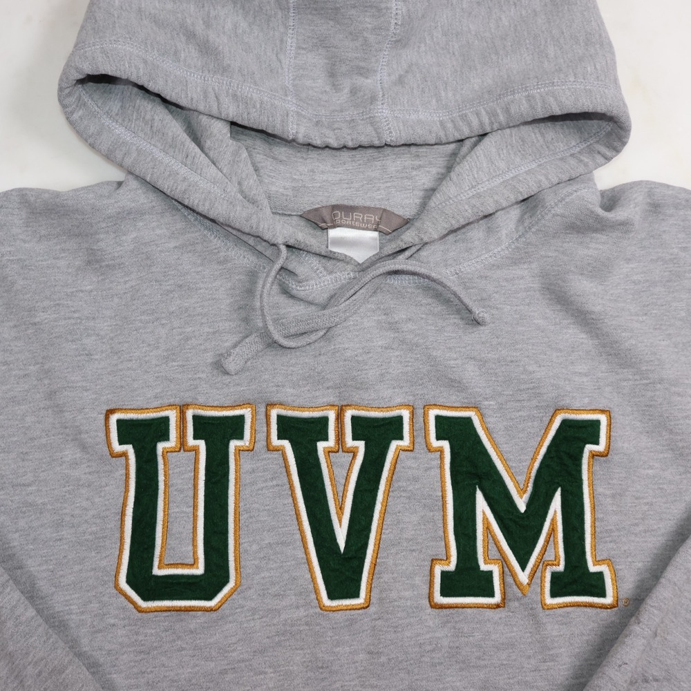Ouray Sportswear University of Vermont UVM Hoodie Gray Mens Large Chenille Logo